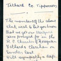 Letter from A. Moloney, Secretary, Rosegreen Sinn Féin Club to Gregory Ashe, [October 1917]