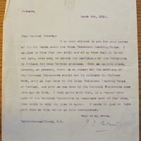 Letter from John Redmond to Major General Lovick Bransby Friend, 9 March 1916