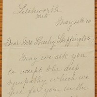 Letter from Isabella Harvey and Anne Harvey Shackleton to Hanna Sheehy Skeffington, 12 May 1916