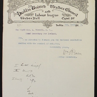 Letter from William O&#039;Brien to Augustine Birrell, 26 February 1916. 