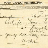 Telegram from Minnie Ashe, 1917