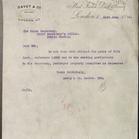 Letter from Davey &amp; Co. to the Under-Secretary, 21 June 1916