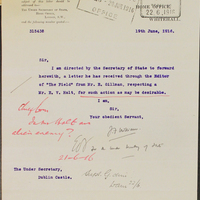 Letter from J.F. William to Sir Robert Chalmers, 19 June 1916