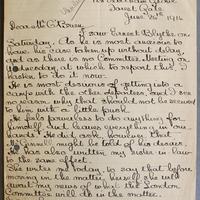 Letter from Desmond FitzGerald to Arthur Patrick O&#039;Brien, 26 June 1916