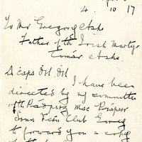Letter from Seán O Broin, Honorary Secretary, Gorey Sinn Féin Club to Gregory Ashe, 4 October 1917