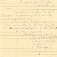 Letter from Conor O'Sullivan, Secretary, Ballyhar Sinn Féin Club to Gregory Ashe, 2 October 1917