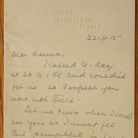 Letter from Kathleen Cantwell to Hanna Sheehy Skeffington, 22 November 1915