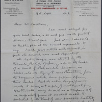 Letter from Herbert Pim to John Sweetman, 19 September 1916