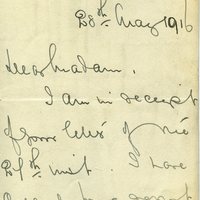 Letter from Lieutenant Colonel R. L. Owens to Anna O&#039;Rahilly, 28 May 1916