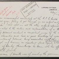 Letter from Edmund Loftus Wickham to Augustine Birrell, 1 May 1916