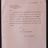 Letter from Thomas Kirkpatrick to Marthe de Florian, 19 November 1920