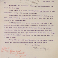 Letter from William Logan to the Chief Secretary&#039;s Office, 5 August 1916