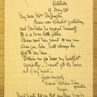 Note from Major Francis Fletcher-Vane to Hanna Sheehy Skeffington, 19 May 1916