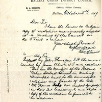 Letter from M.J. Cosgrave to James Ashe, 8 October 1917