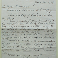 Letter from Fr. Peter C. Yorke to Bishop E. T. O&#039;Dwyer, 26 June 1916