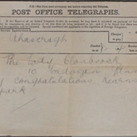 Telegram from &#039;Kearns&#039; to Lady Clonbrock, 18 July 1916