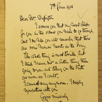 Letter from Major Francis Fletcher-Vane to Hanna Sheehy Skeffington, 7 June 1916