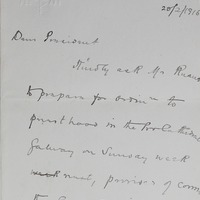 Letter from Reverend Thomas O’Dea to Monsignor John F. Hogan, 20 February, 1916