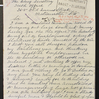 Letter from J.P. Humphrey to the Chief Secretary of the Irish Office, circa 20 June 1916