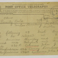 Telegraph from Frongoch to Sir Robert Chalmers, 19 July 1916