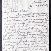 Letter from Katie Mooney to her brother Peter Mooney, 2 June 1916