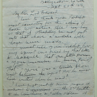 Letter from Peter O&#039;Leary to Bishop E. T. O&#039;Dwyer, 25 September 1916