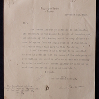 Letter to the President, Royal College of Physicians of Ireland, 5 November 1920