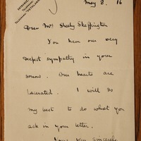 Letter from Frederick Pethick-Lawrence to Hanna Sheehy Skeffington, 8 May 1916