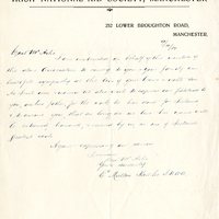 Letter from E. Mallon, Honorary Secretary, Irish National Aid Society, Manchester, to Gregory Ashe, 9 October 1917