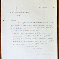 Letter from the Fellow and Registrar, Royal College of Physicians of Ireland to Richard Lane Joynt, 4 March 1916