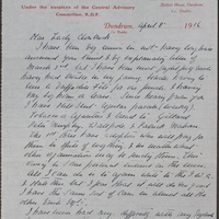 Letter from Mrs. Arthur Goff to Lady Clonbrock, 8 April 1916.