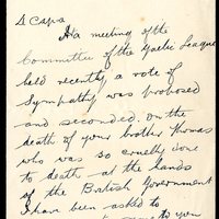 Letter from Seamus Mac Carthy, Secretary, Gaelic League, to Thomas Ashe's brother, 16 November 1917