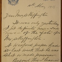 Letter from J. P. Sheehy to Hanna Sheehy Skeffington, 10 May 1916