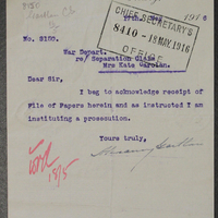 Letter from Alexander Gartlan to Sir Robert Chalmers, 17 May 1916