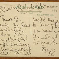 Postcard from Katie Keevey to Hanna Sheehy Skeffington, March 1916