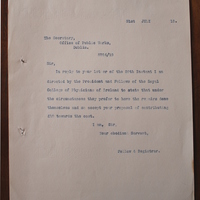 Letter from Thomas Kirkpatrick to the Secretary, Office of Public Works, 31 July 1919