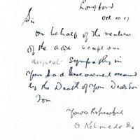 Letter from O. Kelmede, Longford Ancient Order of Hibernians,  to Gregory Ashe, 10 October 1917