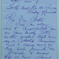 Letter from M. M. Carroll to Bishop E. T. O&#039;Dwyer, 1 June 1916