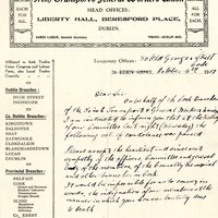 Letter from L. Prior, Branch Secretary, Irish Transport &amp; General Workers' Union to Gregory Ashe, 4 October 1917