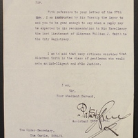 Letter from Patrick Higgins to under-secretary for Ireland, Matthew Nathan, 10 January 1916