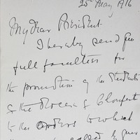 Letter from Thomas Patrick Gilmartin to Right Reverend President Hogan, 25 May, 1916.