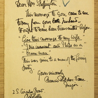 Note from Major Francis Fletcher-Vane to Hanna Sheehy Skeffington, 20 May 1916