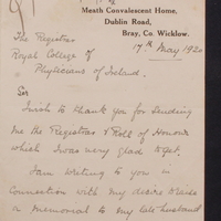 Letter from Charlotte Massey-Miles to Thomas Kirkpatrick, 17 May 1920