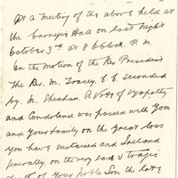 Letter from Thomas McNamara, Secretary, Askeaton Sinn Féin Club to Thomas Ashe&#039;s family, 4 October 1917