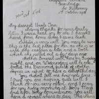 Letter from Angela &quot;Witchie&quot; to her uncle, Tomás Mac Curtain, 1 October 1916