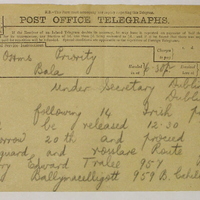 Telegraph from Frongoch to Sir Robert Chalmers., 19 July 1916