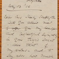 Letter from C.H. Wheeler Ryan to Hanna Sheehy Skeffington, 13 May 1916