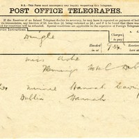 Telegram from Minnie Ashe to Nora Ashe, 28 September 1917