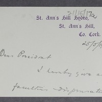 Letter from Bishop Thomas O&#039;Dea to John Francis Hogan, 25 May 1916