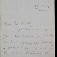 Letter from A. MacSwiney to Tomás Mac Curtain, 27 May 1916